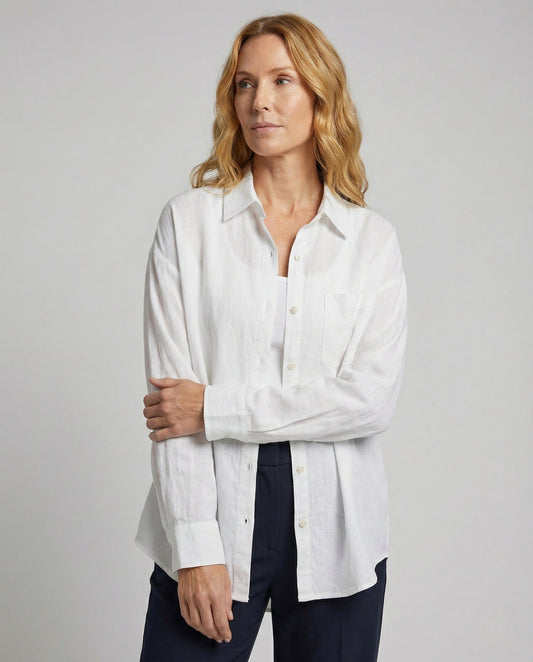 Damen Longline Bluse Leinenmix - Eveloria