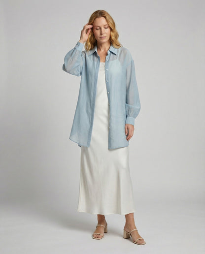 Damen Oversize Bluse Cut Out Rücken - Eveloria