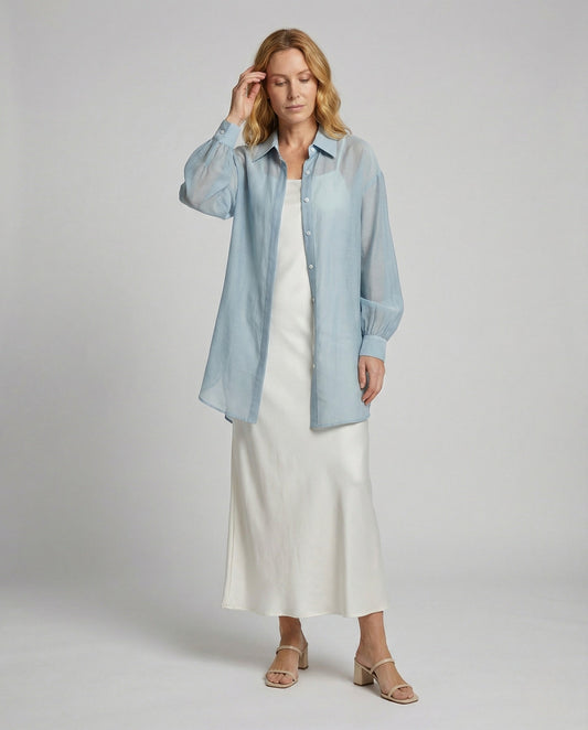 Damen Oversize Bluse Cut Out Rücken - Eveloria