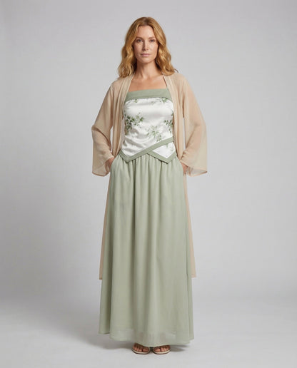Damen Kimono Cardigan Chiffon Beige - Eveloria
