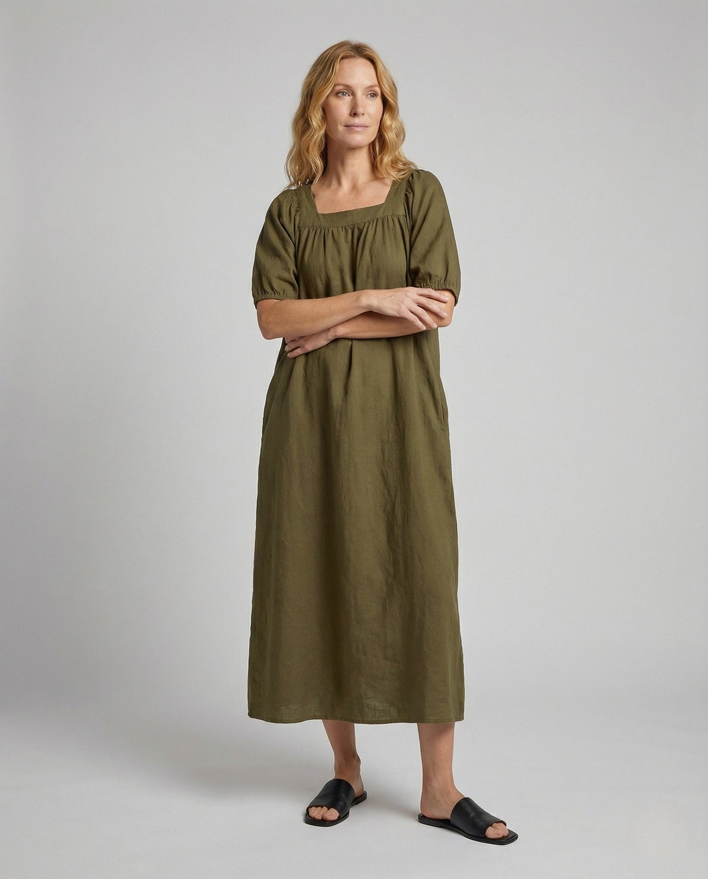 Damen Maxikleid Quadratischer Ausschnitt - Eveloria