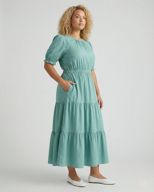 Damen Maxikleid Ethnomuster Volantrock Frauenkleid - Eveloria