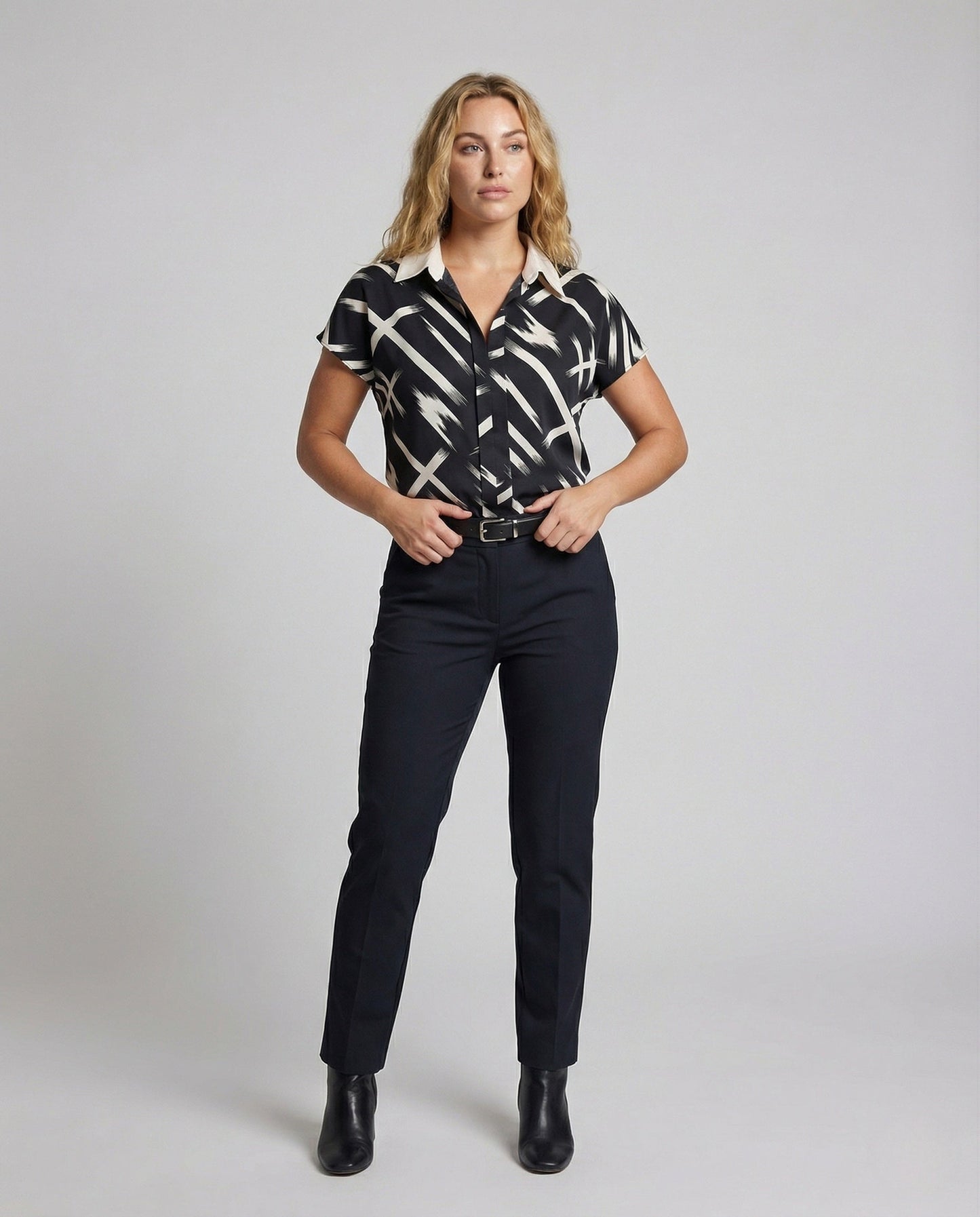 Damen Blusenshirt Seidenlook mit Muster - Eveloria