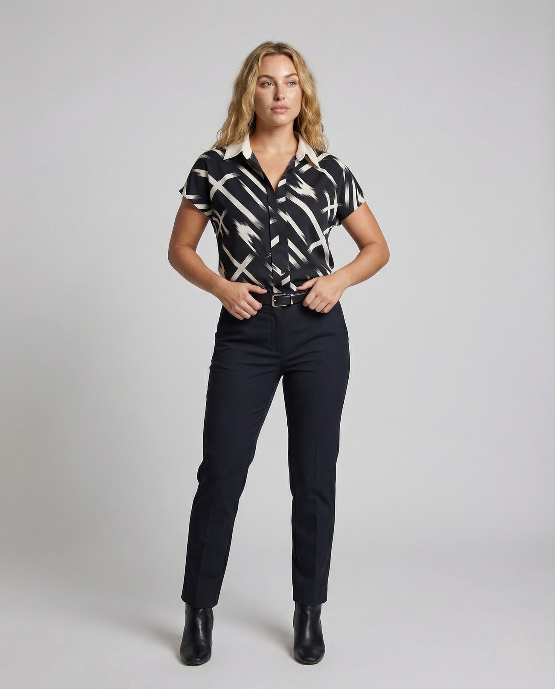Damen Blusenshirt Seidenlook mit Muster - Eveloria