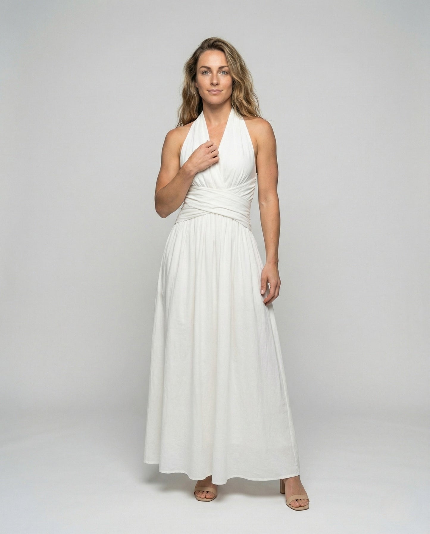 Damen Maxikleid Wickeltaille Neckholder - Eveloria