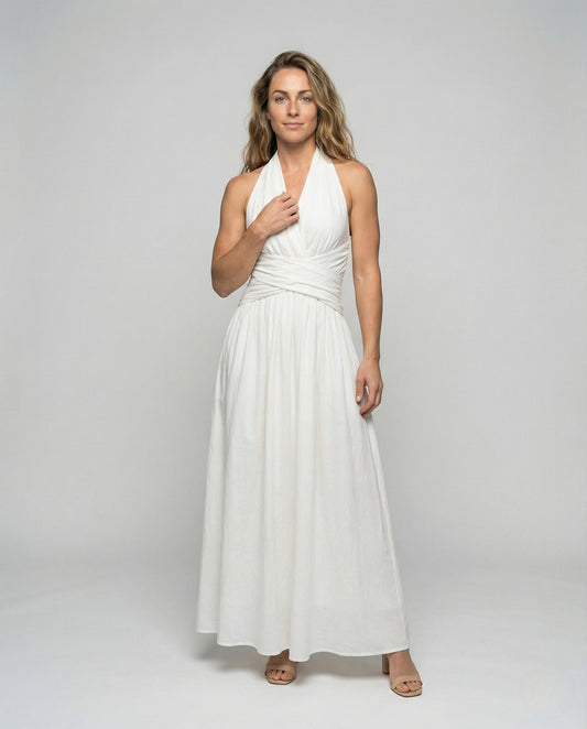 Damen Maxikleid Wickeltaille Neckholder - Eveloria