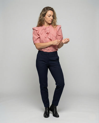 Damen Bluse Asymmetrische Rüschenfront Volantstyle - Eveloria