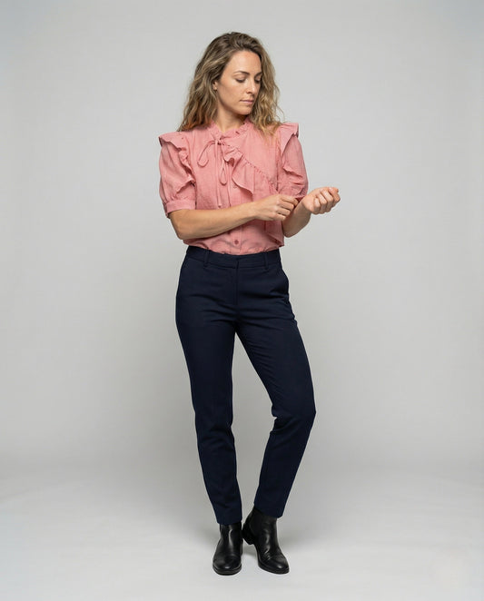Damen Bluse Asymmetrische Rüschenfront Volantstyle - Eveloria