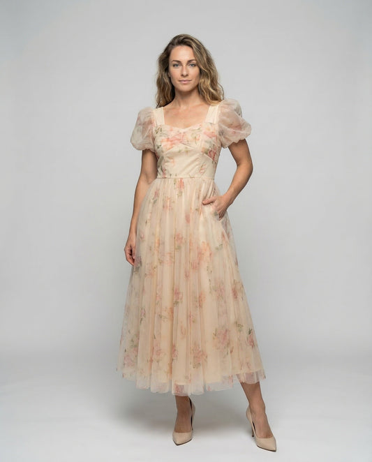 Damen Maxikleid Tüll Spaghettiträger - Eveloria