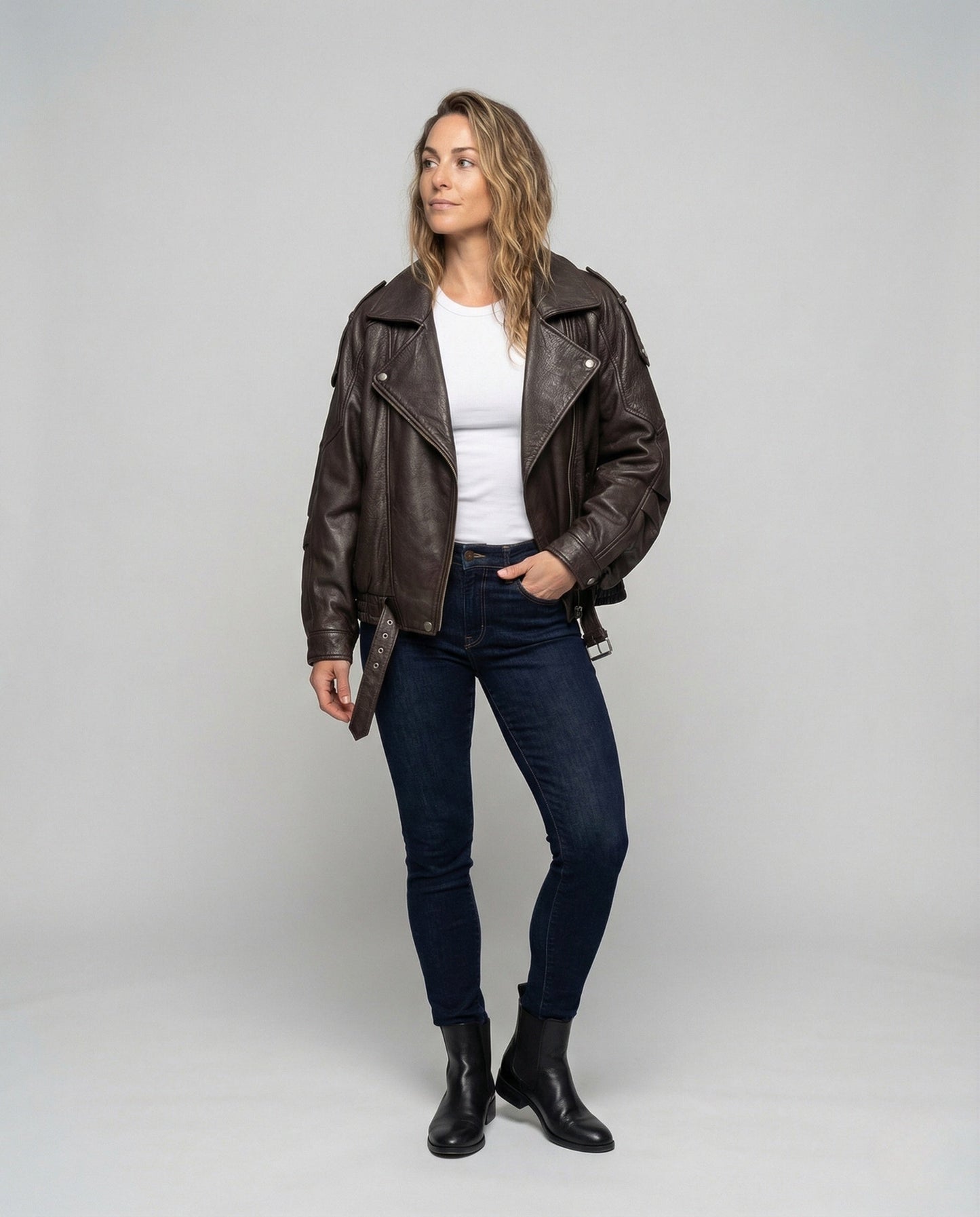 Damen Kurzjacke Kunstleder Schwarz - Eveloria