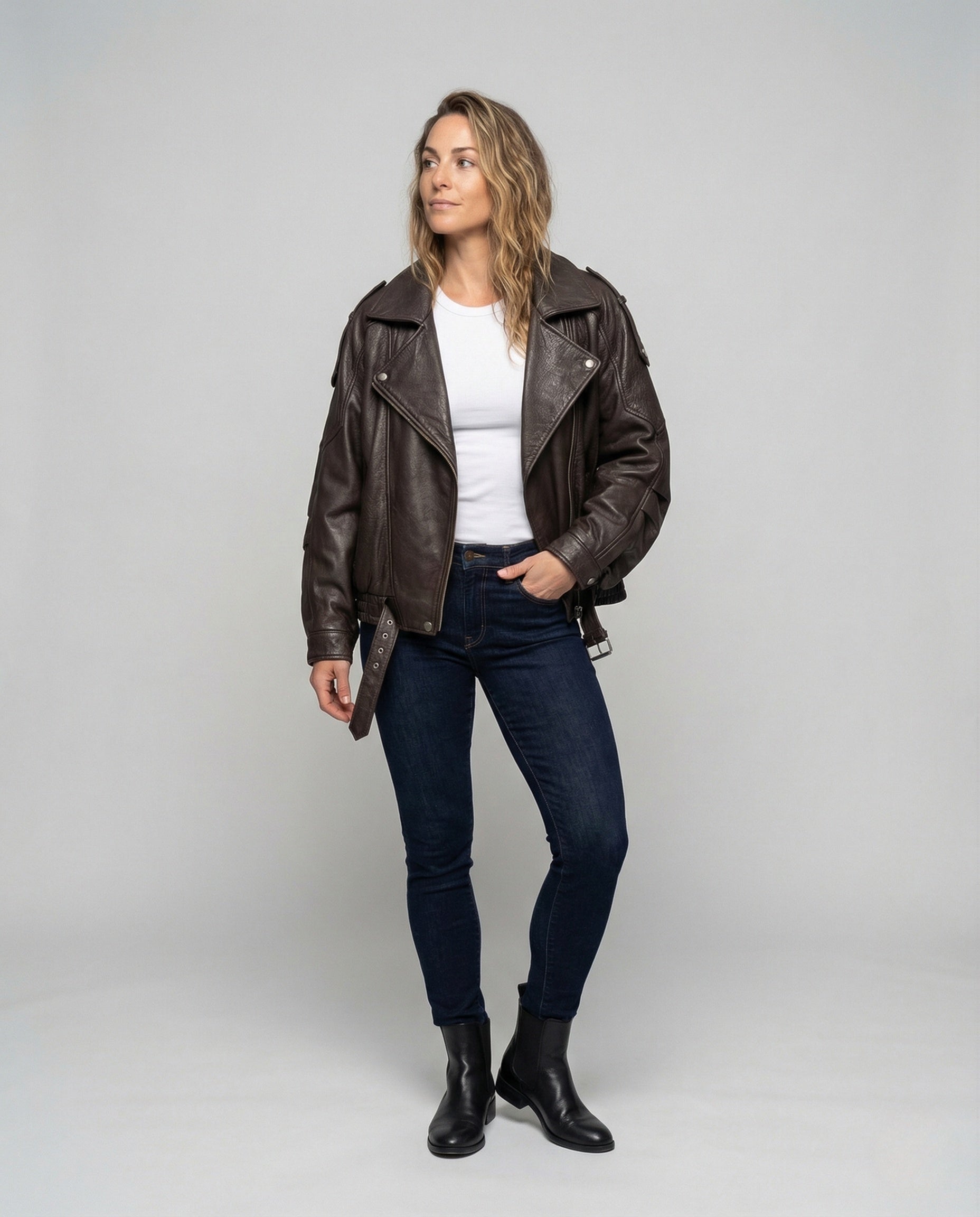 Damen Kurzjacke Kunstleder Schwarz - Eveloria