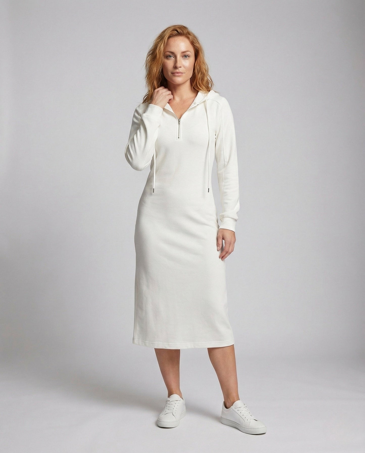 Damen Langarm Midikleid Jersey - Eveloria