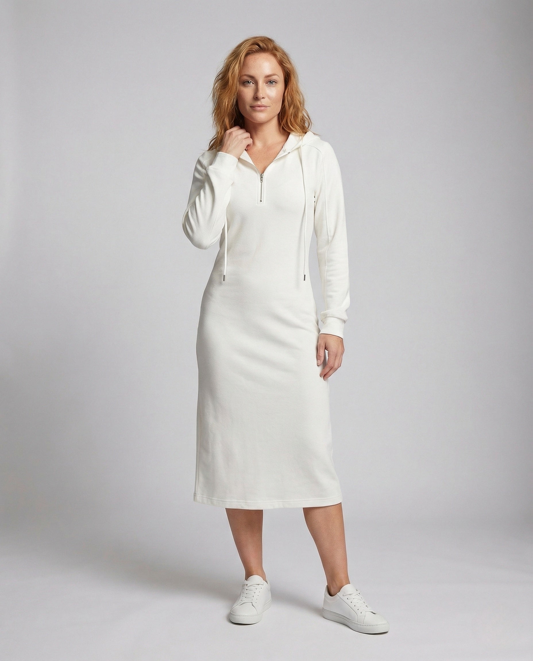 Damen Langarm Midikleid Jersey - Eveloria