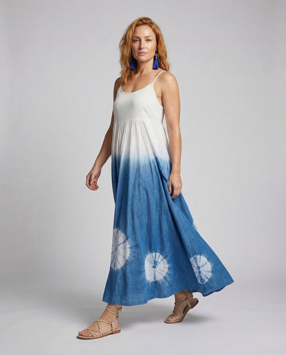 Damen Maxikleid Empire Taille Batik - Eveloria