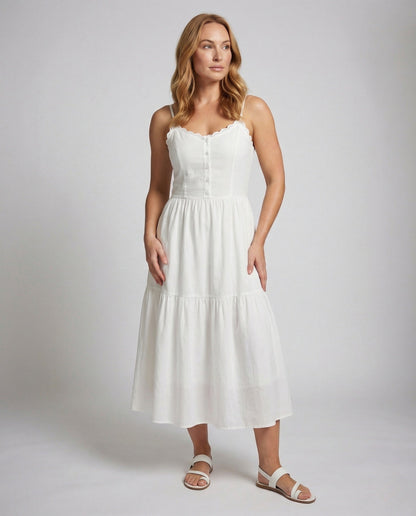 Damen Maxikleid Stufenlook Baumwollmix - Eveloria