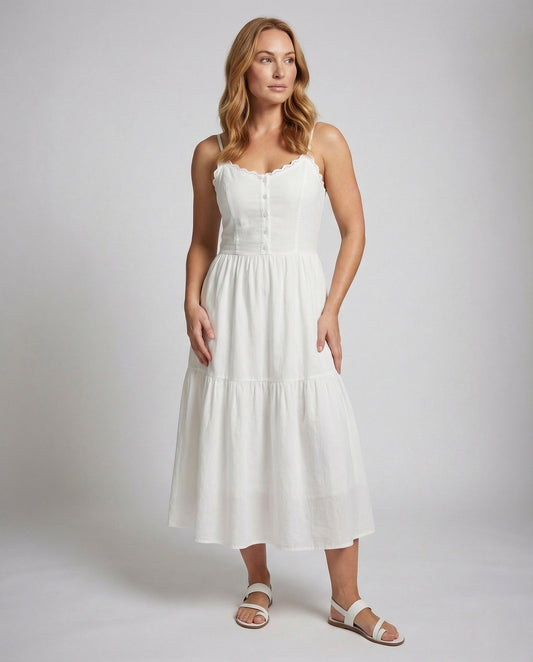 Damen Maxikleid Stufenlook Baumwollmix - Eveloria