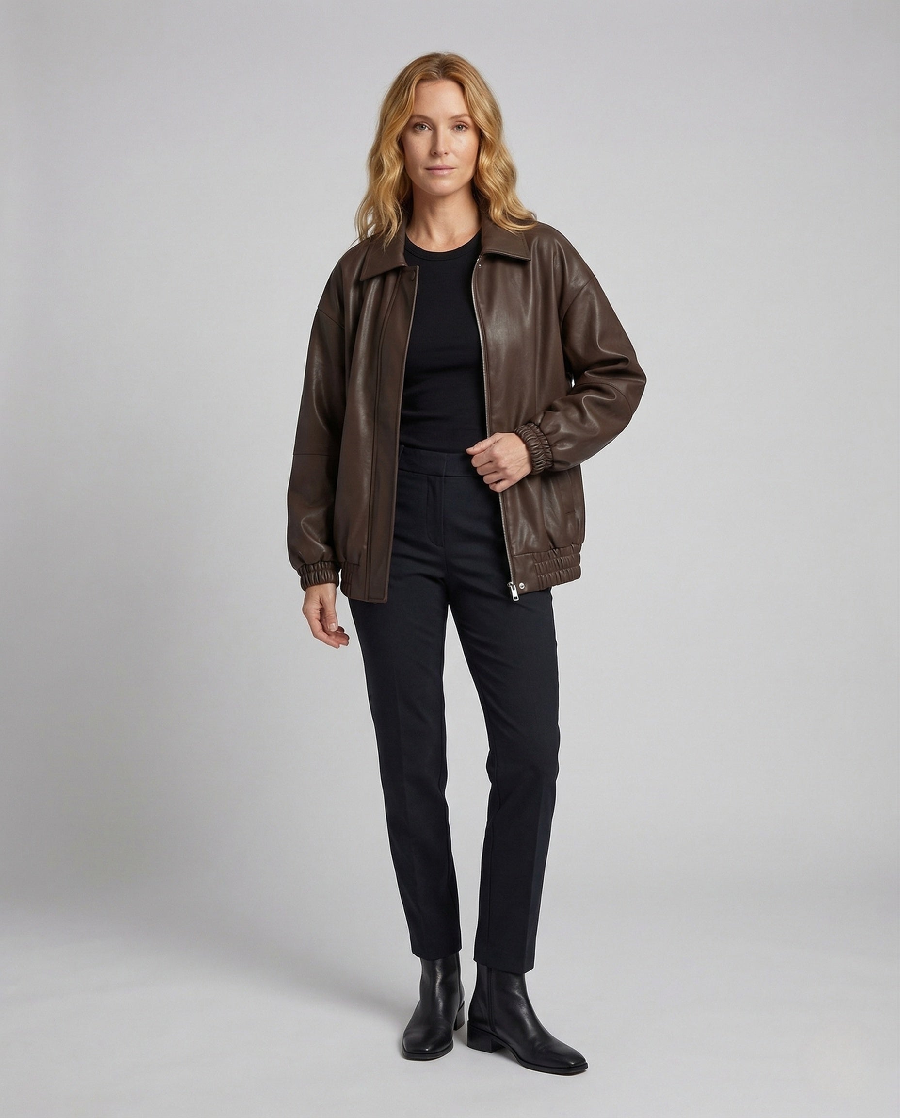 Damen Box-Jackette Kunstleder Matt - Eveloria