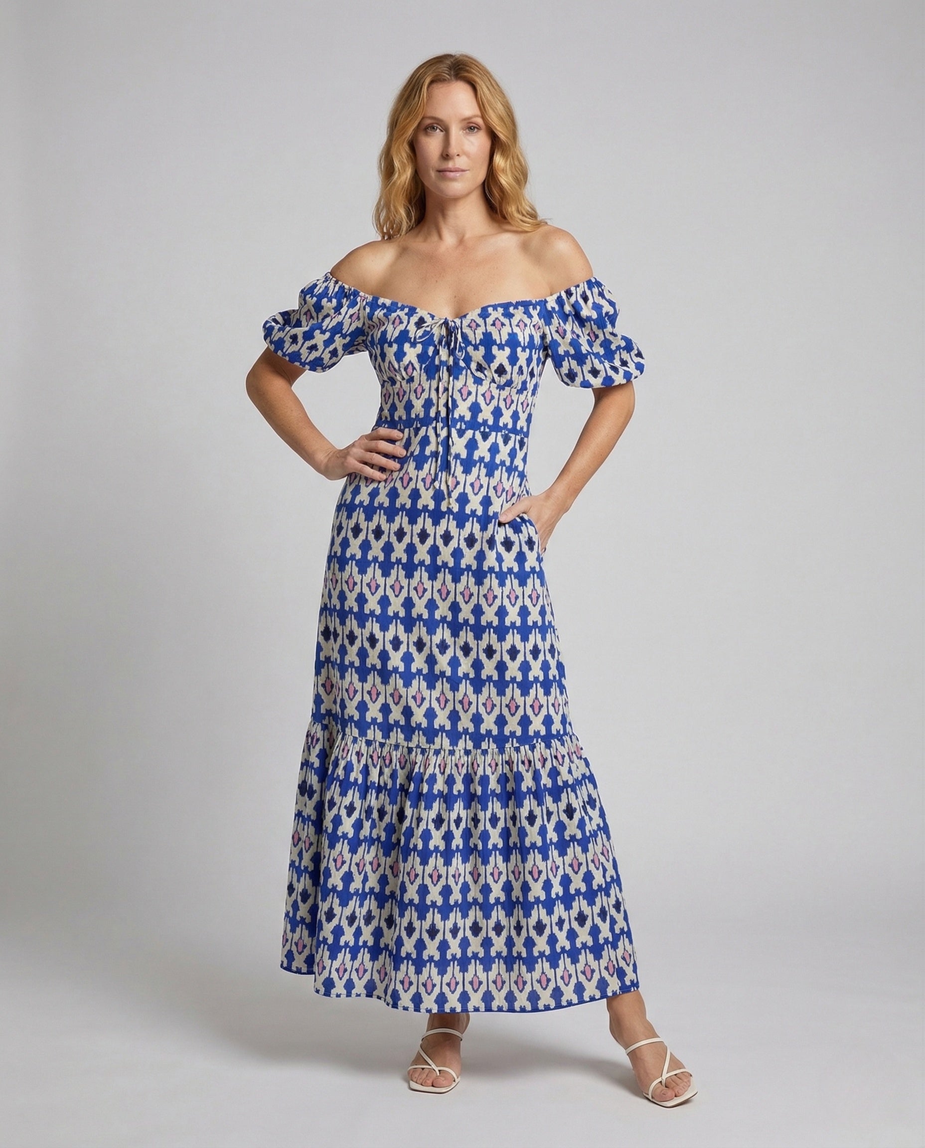 Damen Maxikleid Carmenausschnitt - Eveloria
