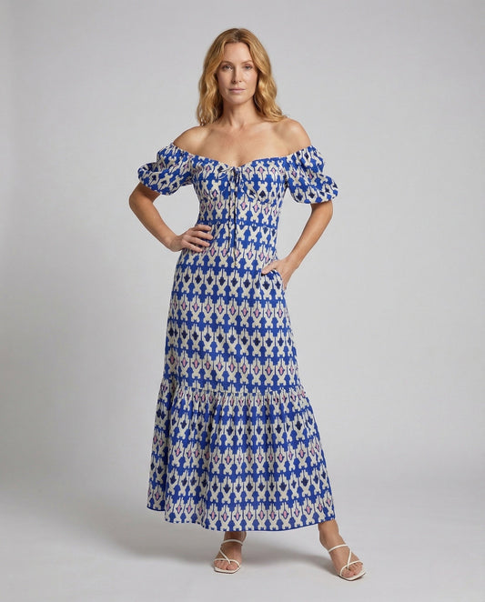 Damen Maxikleid Carmenausschnitt - Eveloria