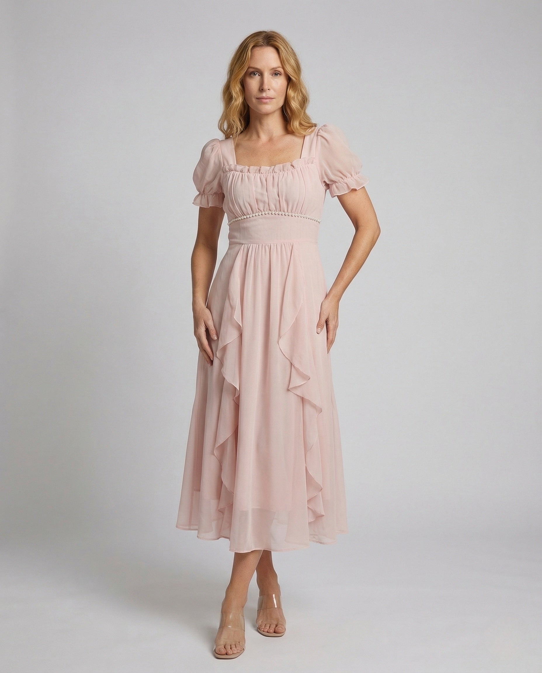 Damen Midikleid Mehrlagig Chiffon - Eveloria