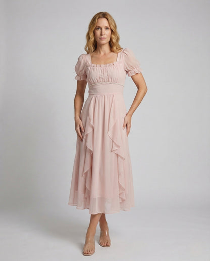 Damen Midikleid Mehrlagig Chiffon - Eveloria