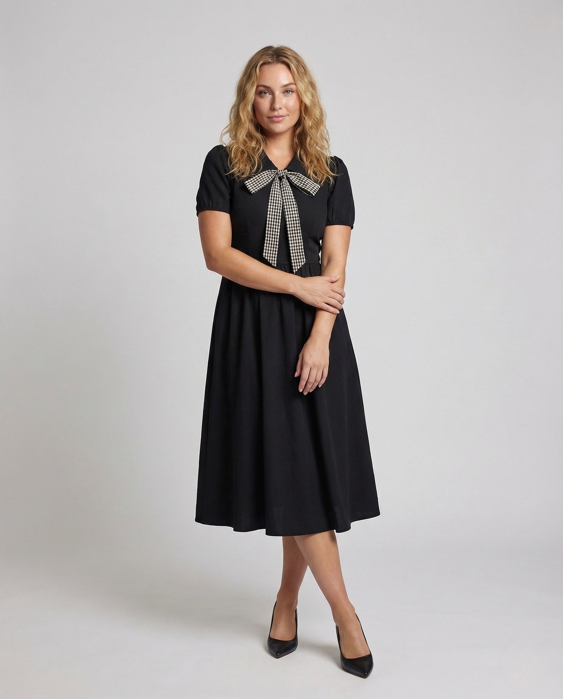 Damen A-Linien Midikleid Kariert - Eveloria