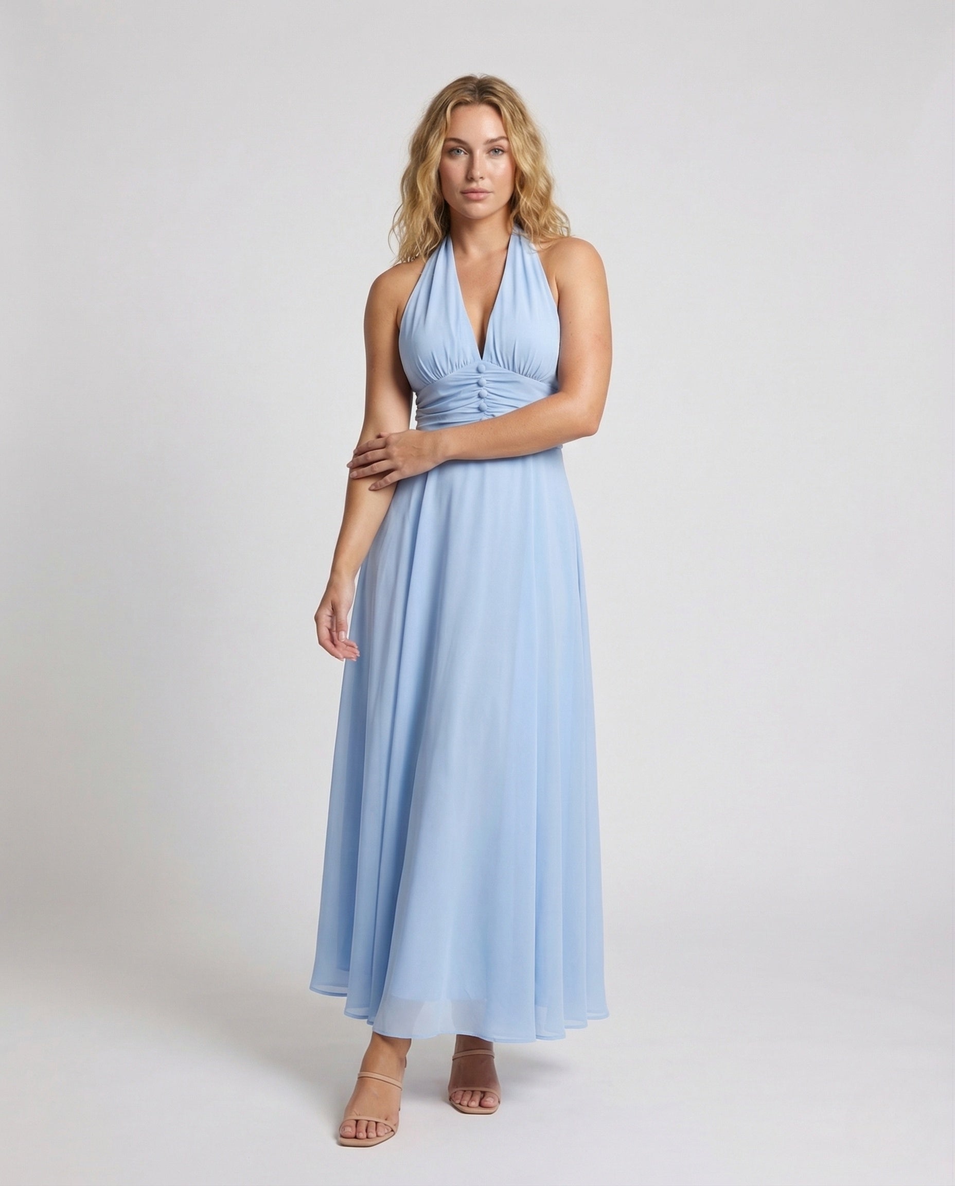 Damen Maxikleid Neckholder Lagenrock - Eveloria