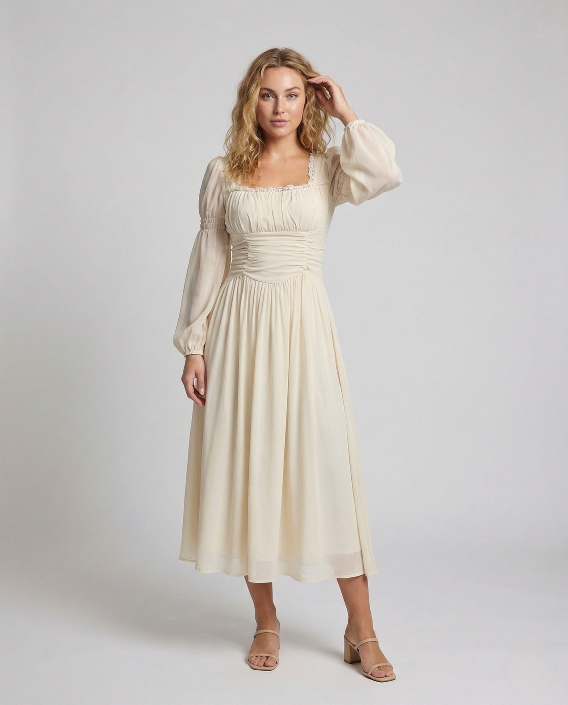 Damen Abendkleid Chiffon Ballonärmel - Eveloria