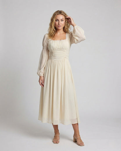 Damen Abendkleid Chiffon Ballonärmel - Eveloria