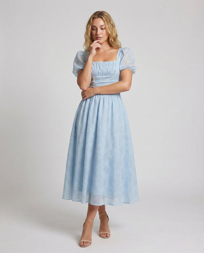 Damen Maxikleid mit Herzausschnitt Vintage Stil - Eveloria