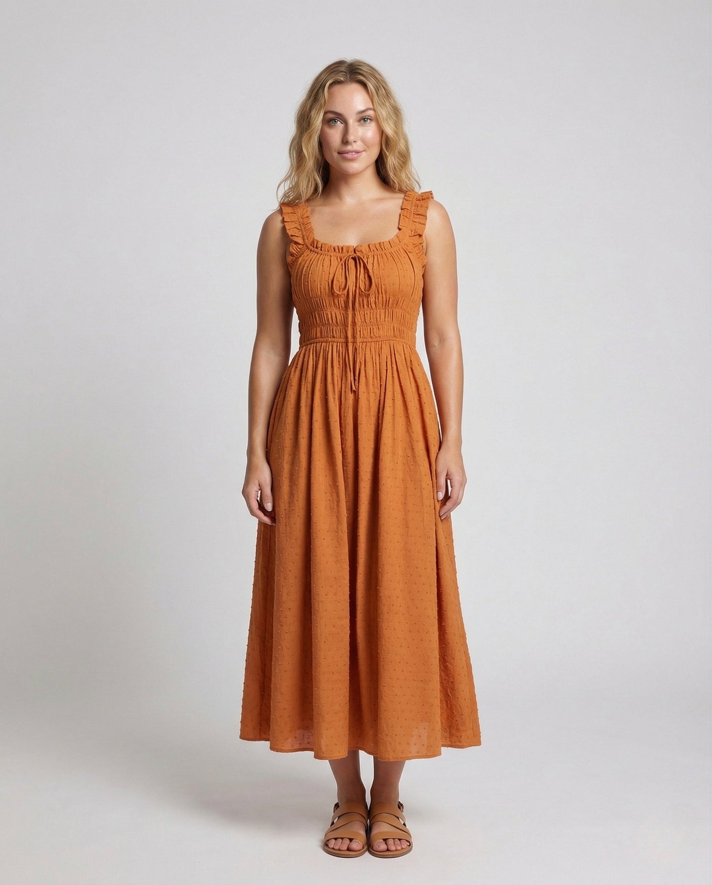 Damen Maxikleid Rüschen Tellerrock - Eveloria