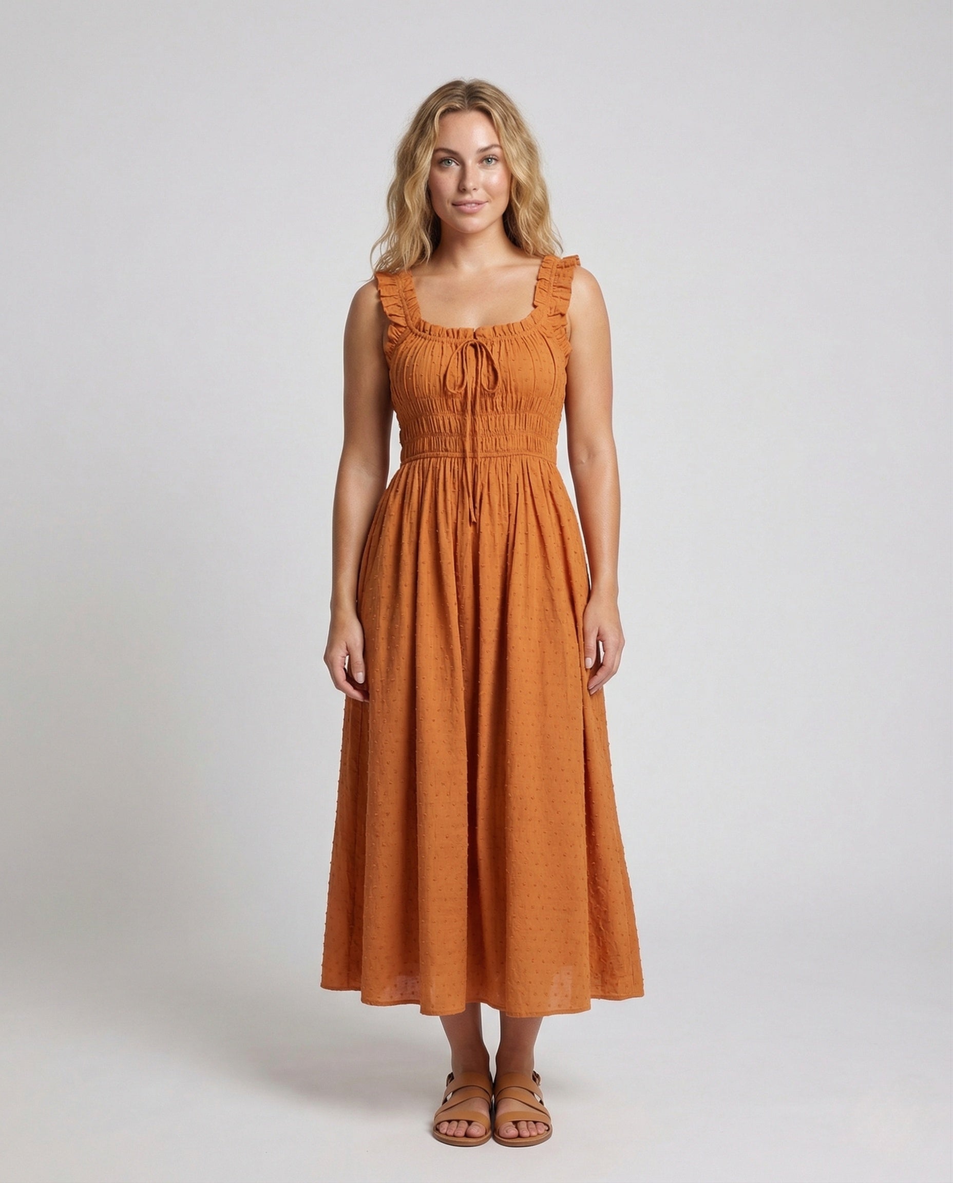 Damen Maxikleid Rüschen Tellerrock - Eveloria