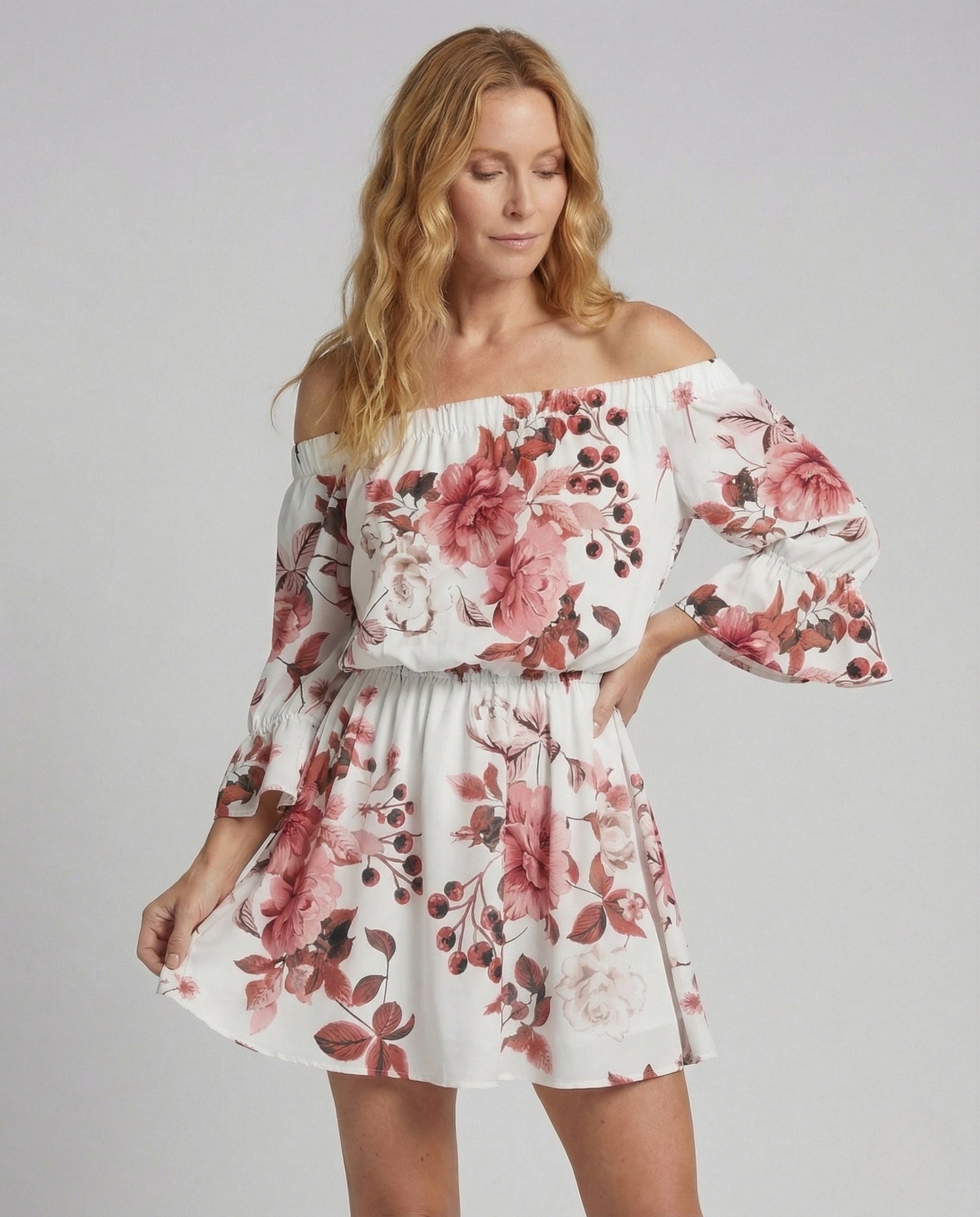 Damen Minikleid mit Volantsaum Carmen - Eveloria
