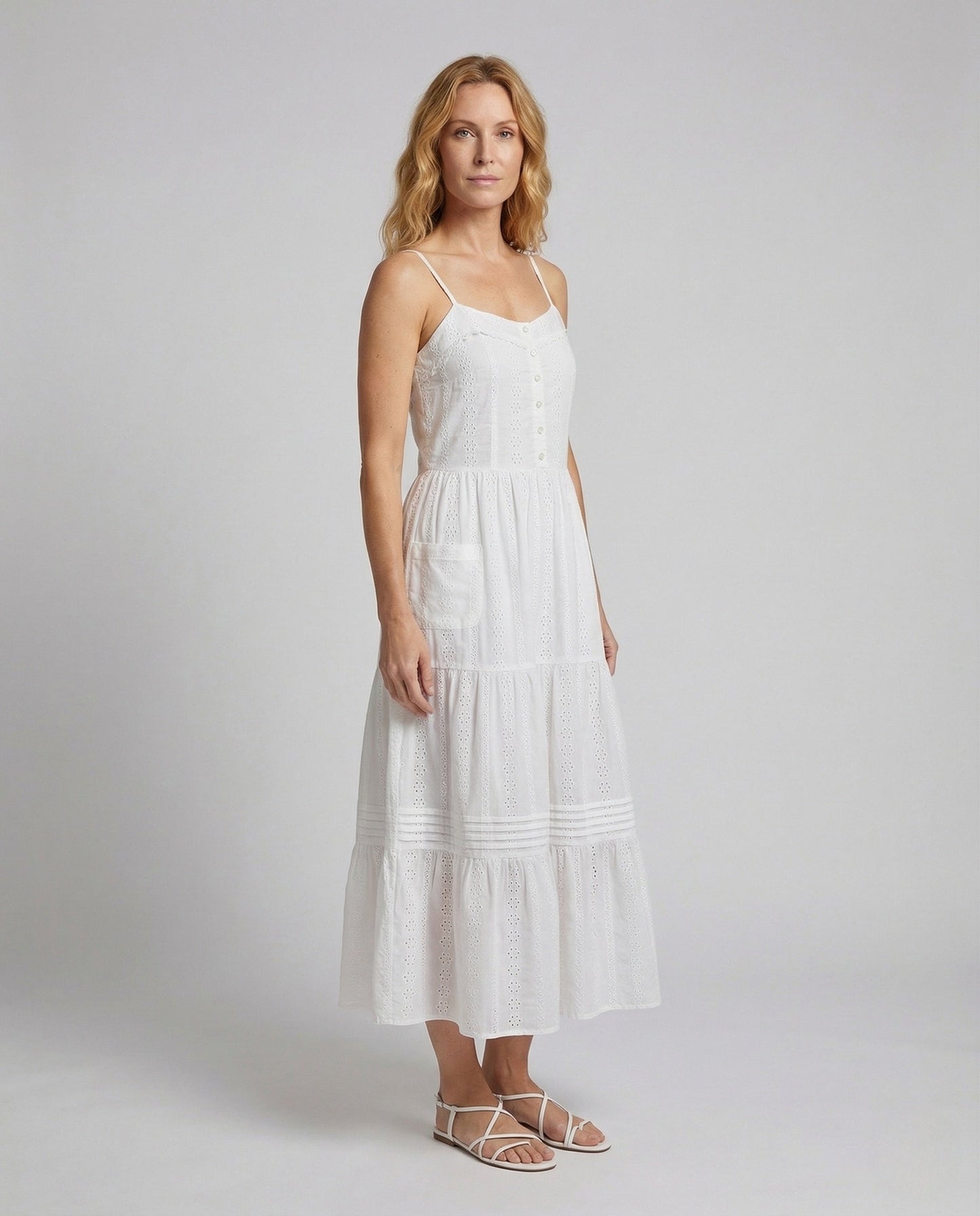 Damen Spitzenkleid Stufenkleid Spaghettiträger - Eveloria
