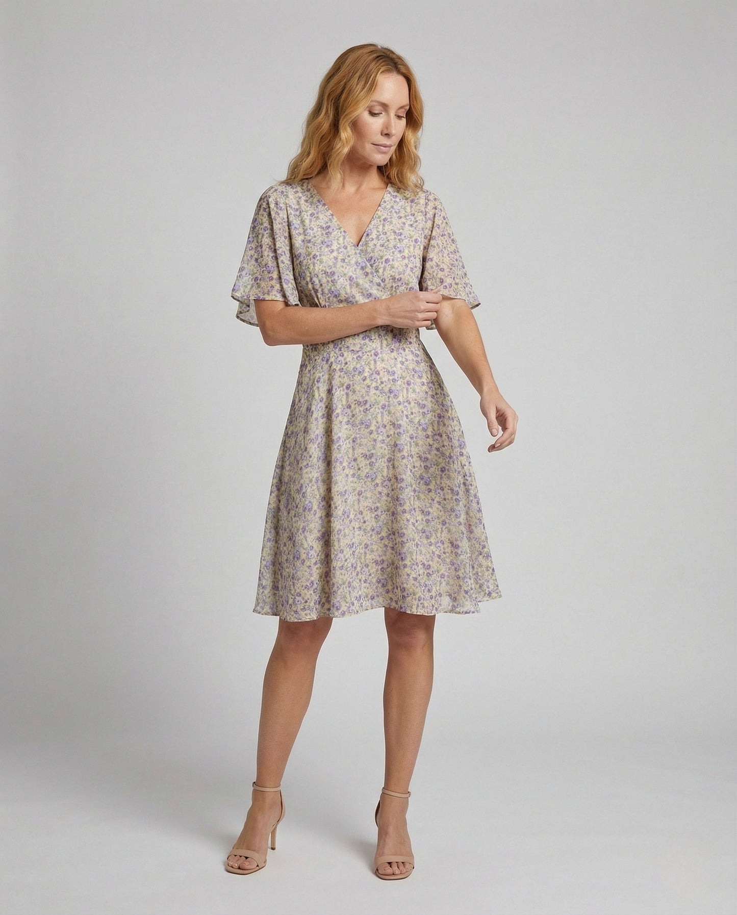 Damen A-Linien-Kleid Flügelärmel - Eveloria