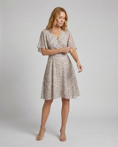 Damen A-Linien-Kleid Flügelärmel - Eveloria