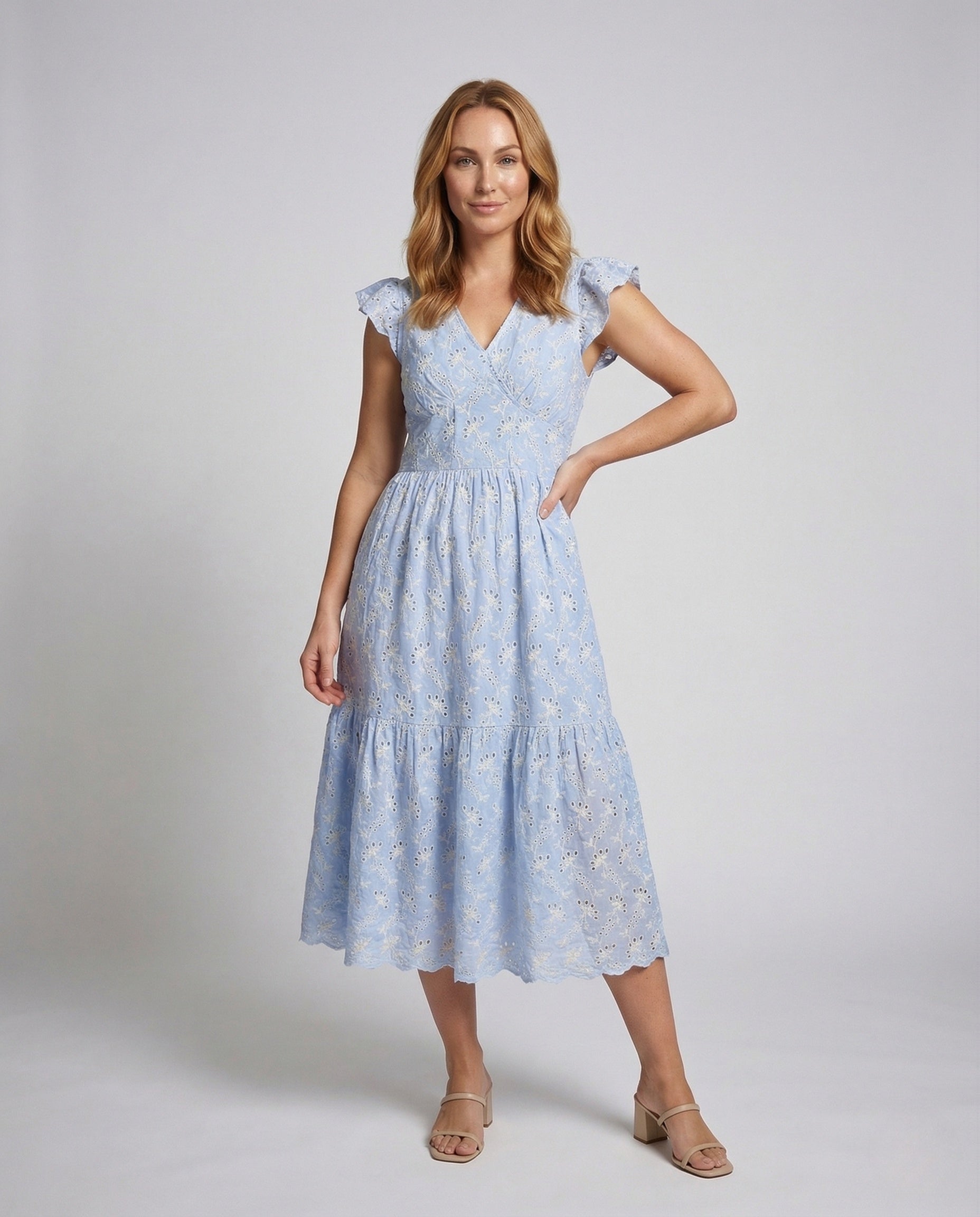 Damen Maxikleid Spitze Stufenrock - Eveloria
