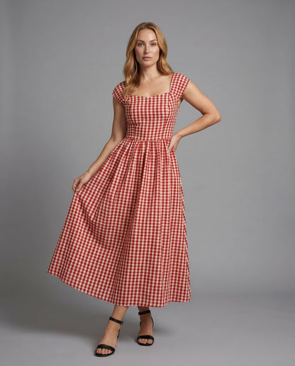 Damen Midikleid Vichy Karo - Eveloria