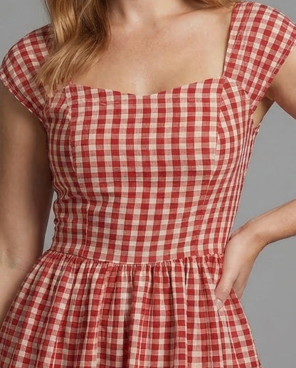 Damen Midikleid Vichy Karo
