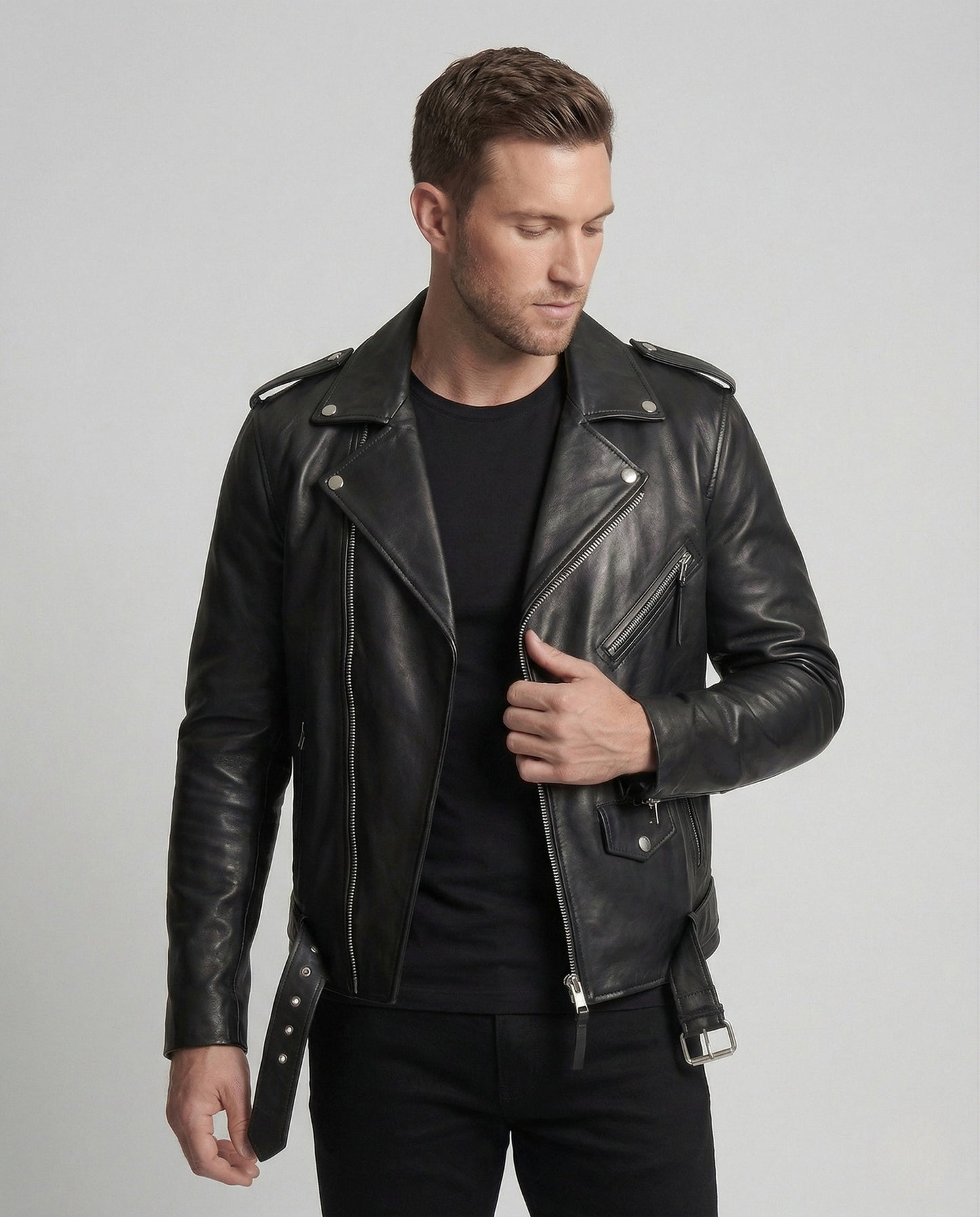 Herren Lederjacke Roadster Style - Eveloria