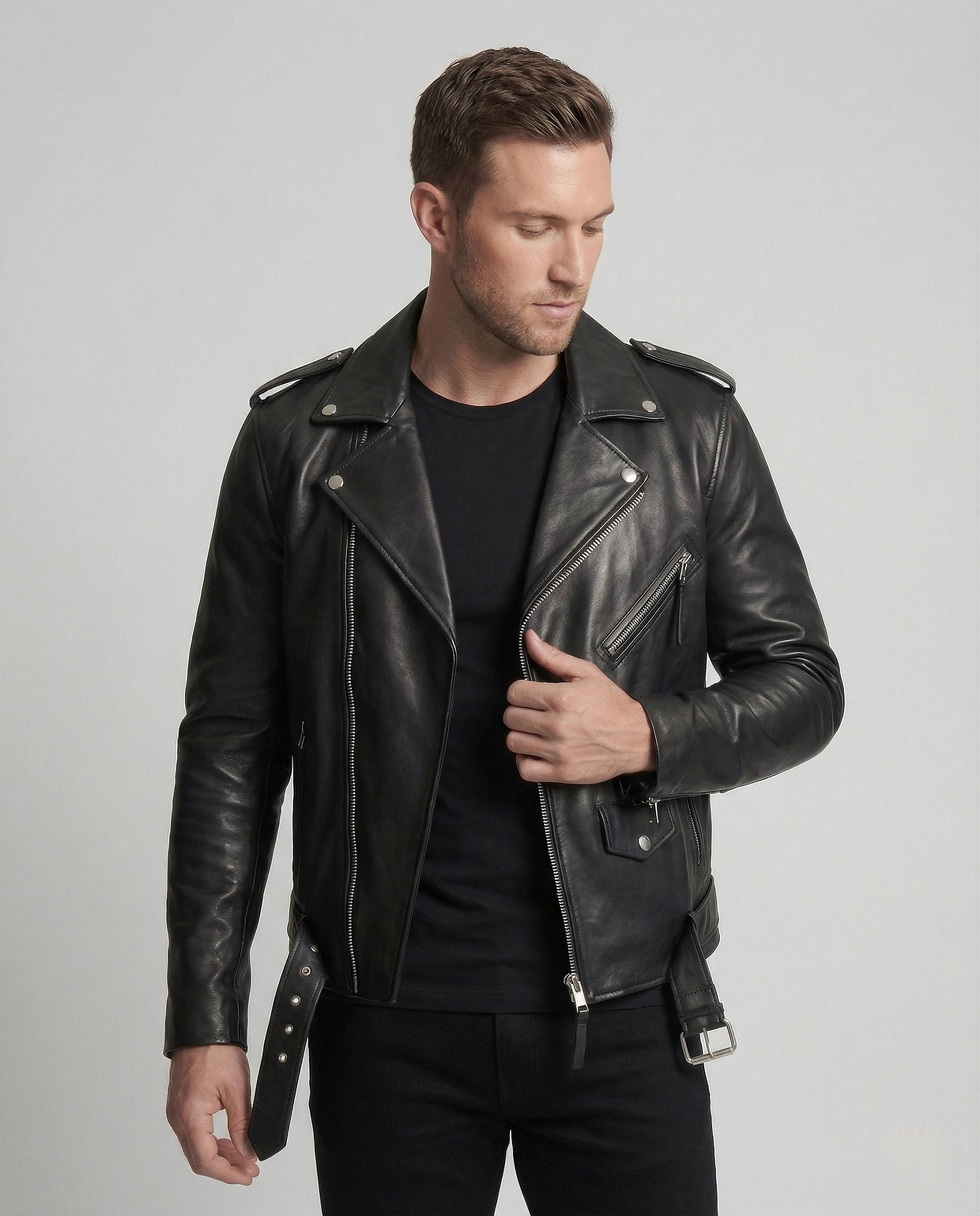 Herren Lederjacke Roadster Style - Eveloria
