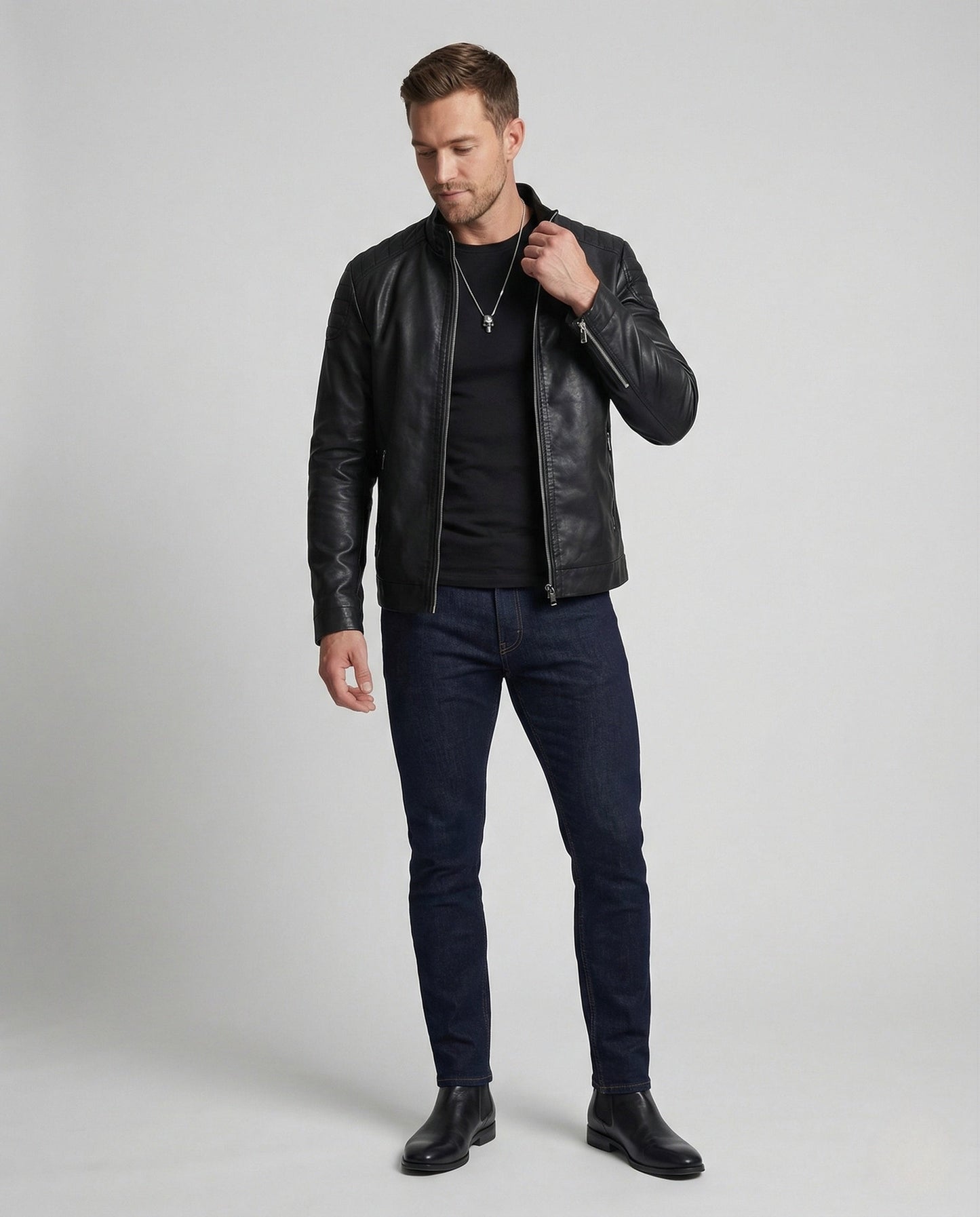 Herren Übergangsjacke Lederoptik - Eveloria