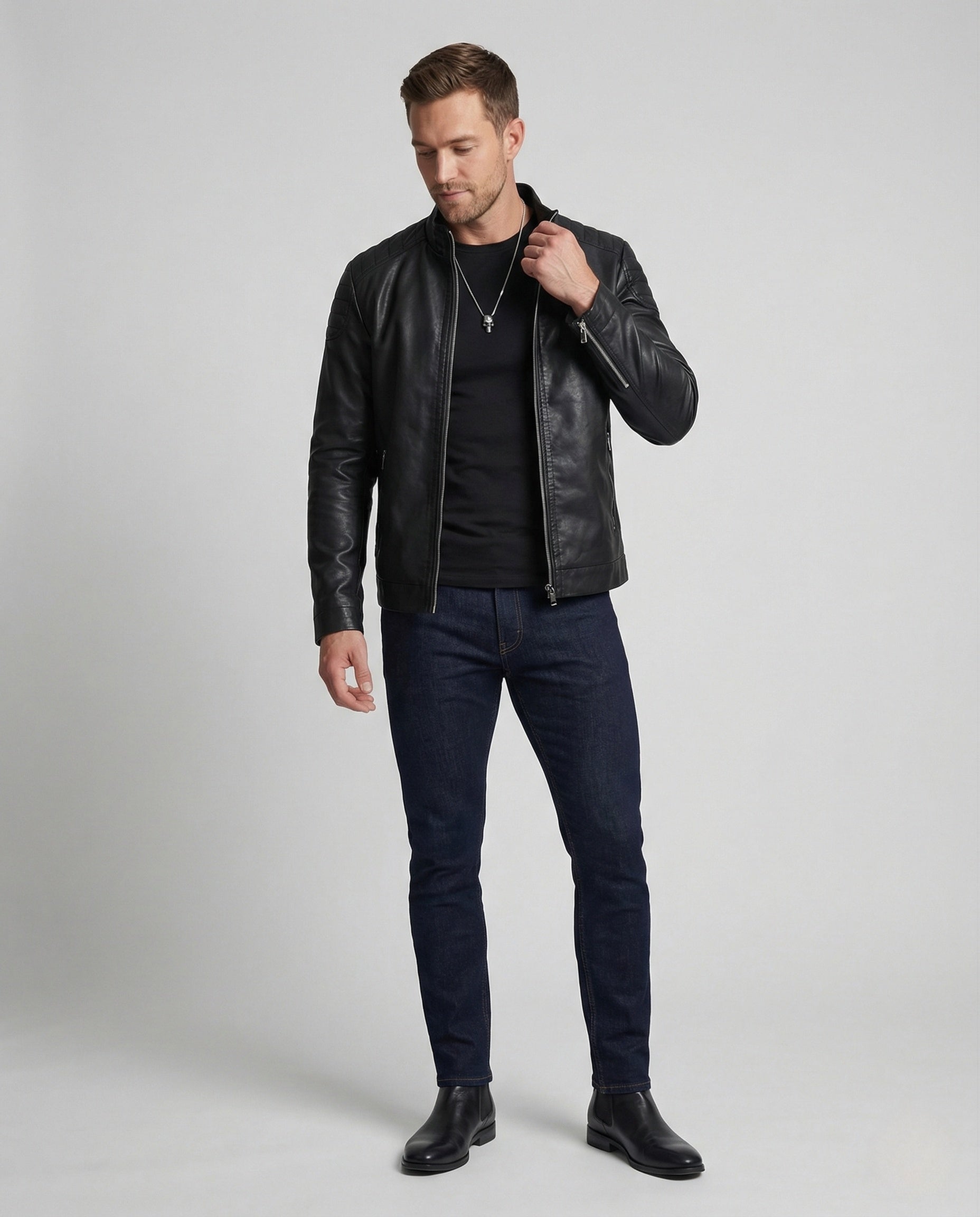 Herren Übergangsjacke Lederoptik - Eveloria