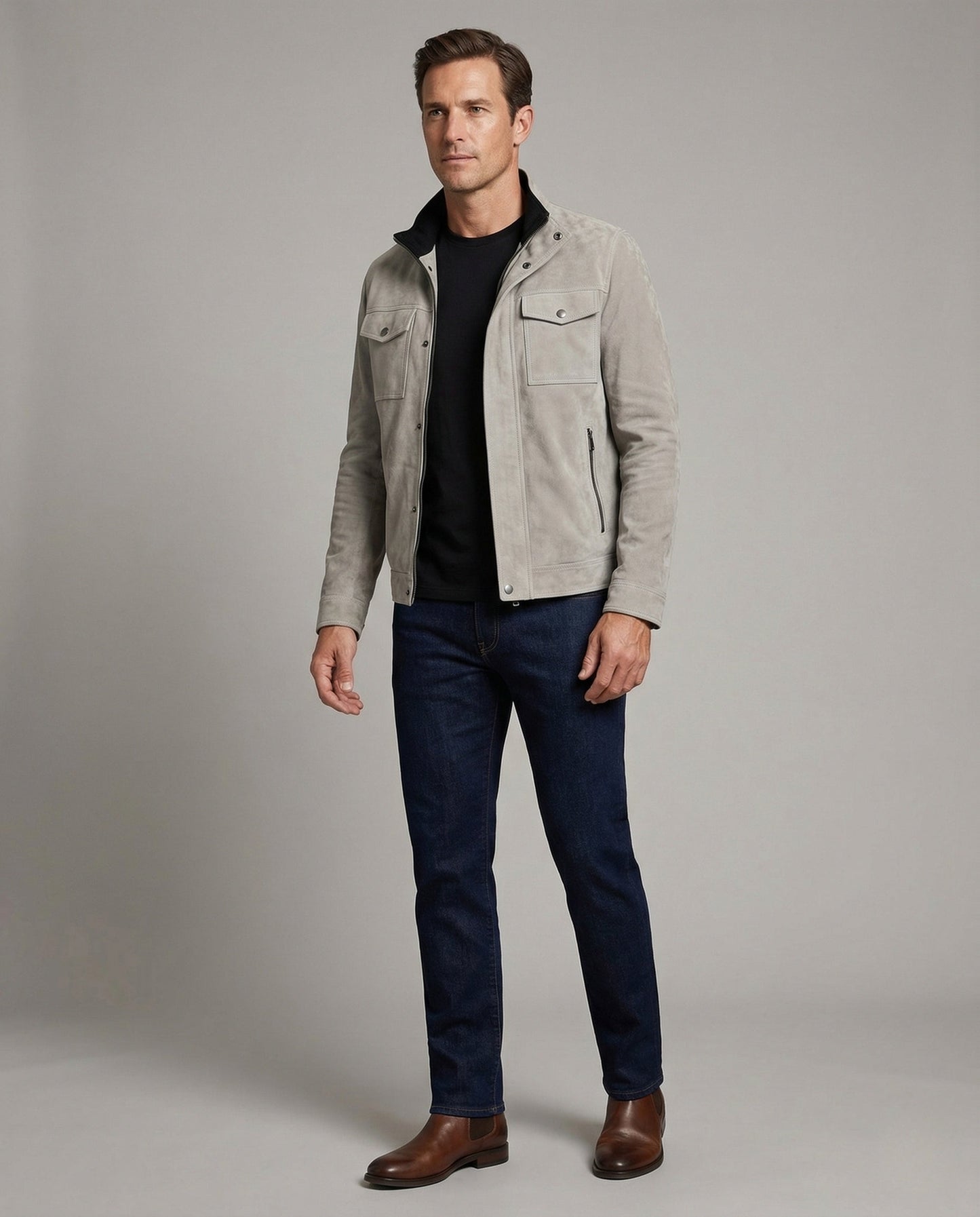 Herren Velours-Utility-Jacke - Eveloria