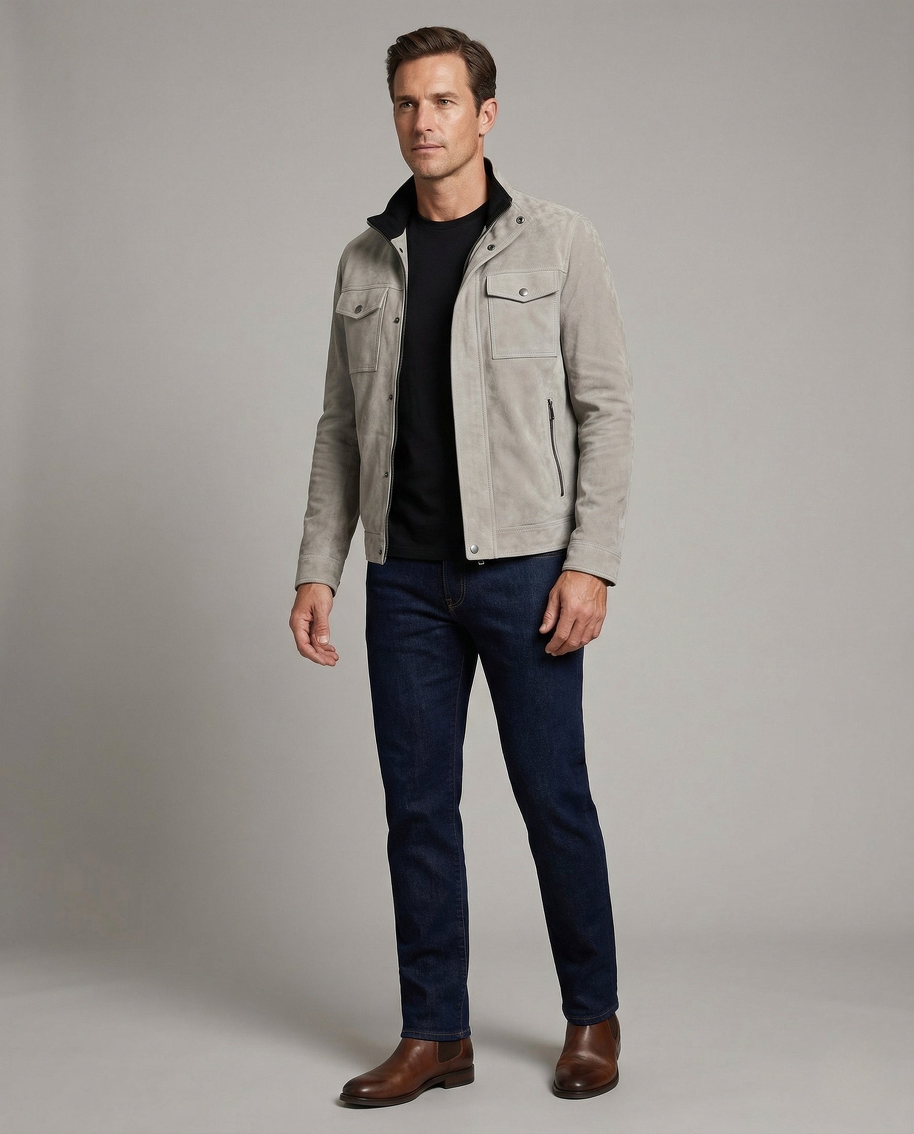 Herren Velours-Utility-Jacke - Eveloria