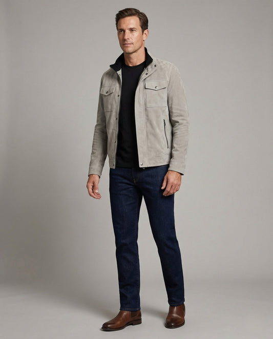 Herren Velours-Utility-Jacke - Eveloria