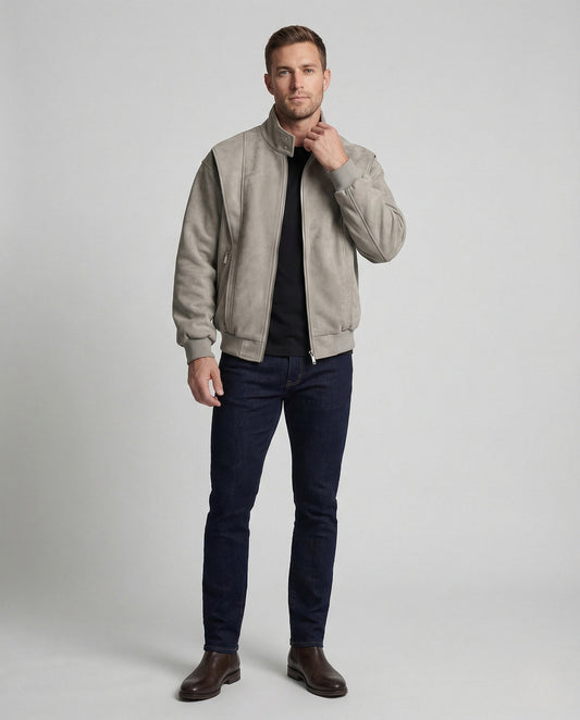 Herren Velours-Bomberjacke Weit - Eveloria