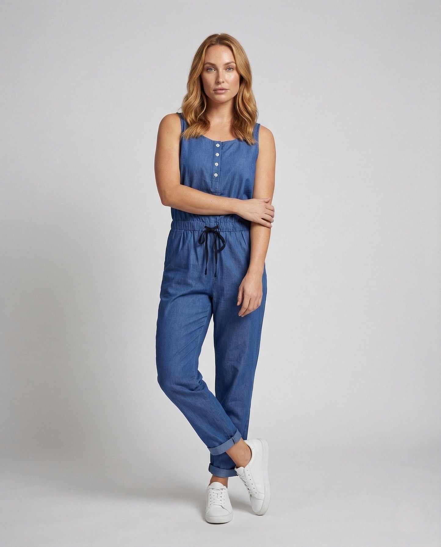 Damen Chambray-Overall mit Tunnelzug - Eveloria