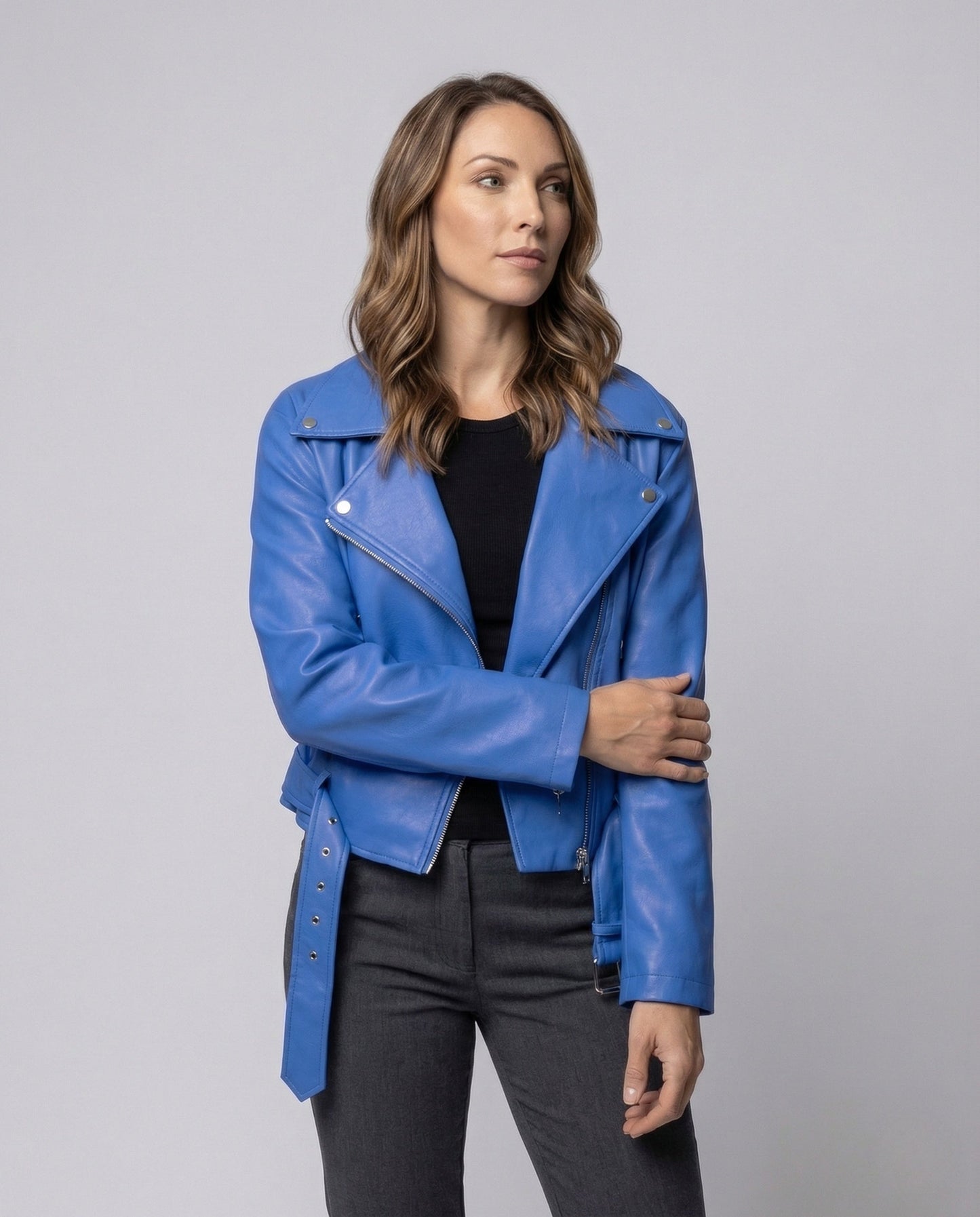 Damen Bikerjacke Kurz Veganleder - Eveloria