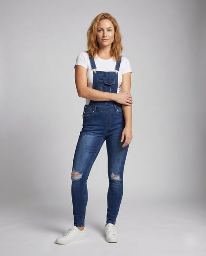 Damen Slim Fit Latzhose Jeans - Eveloria